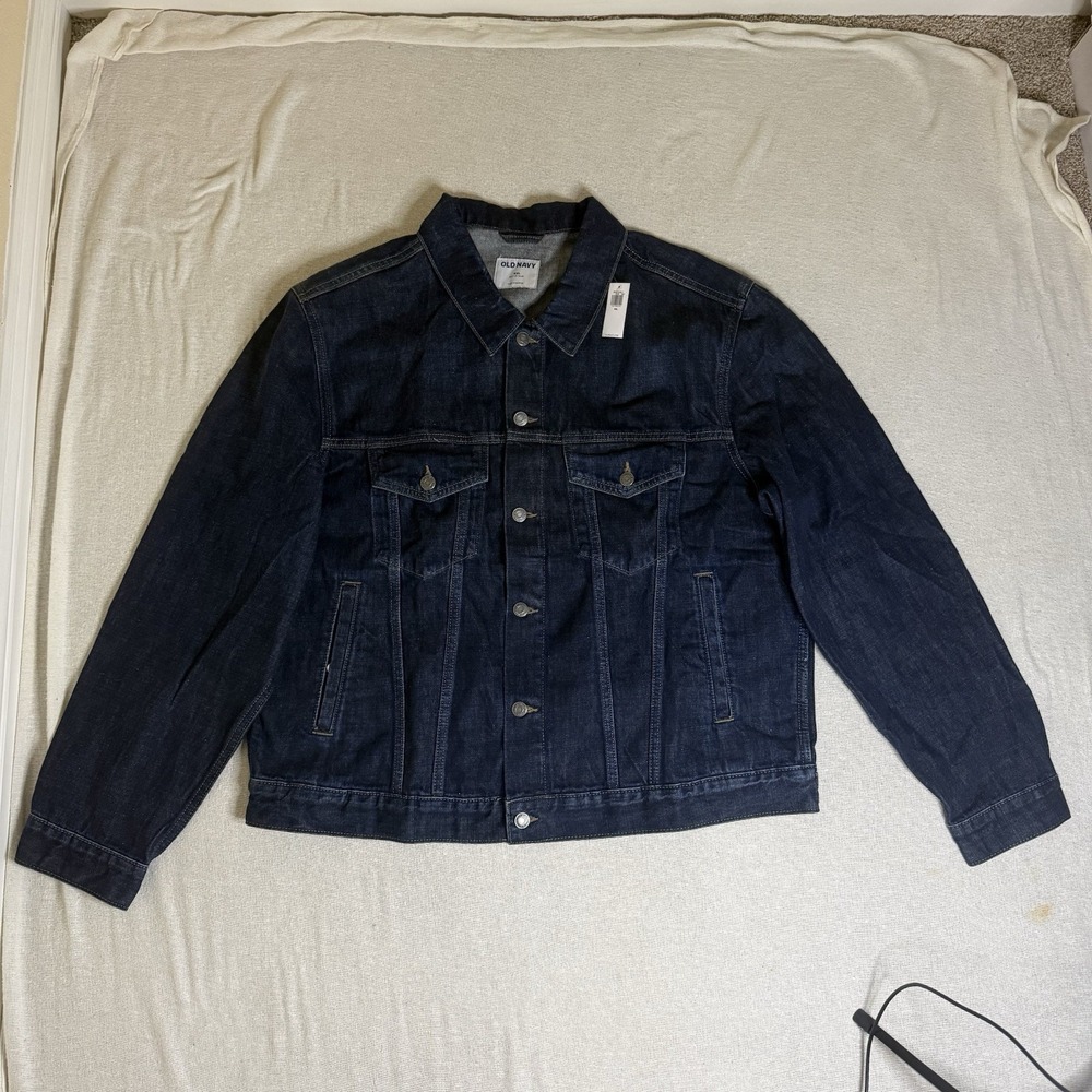 Old Navy Built In Tough Medium Washed Denim Jean Jacket Mens XXL